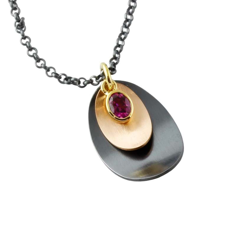 rhodolite garnet gold & silver necklace