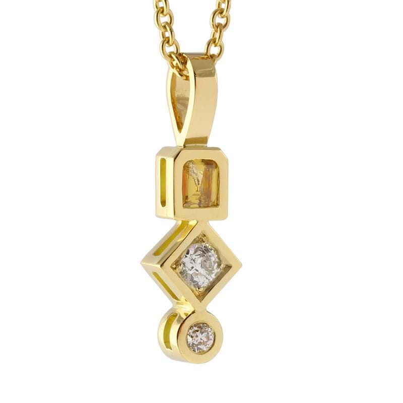 gold necklace; yellow & white diamonds