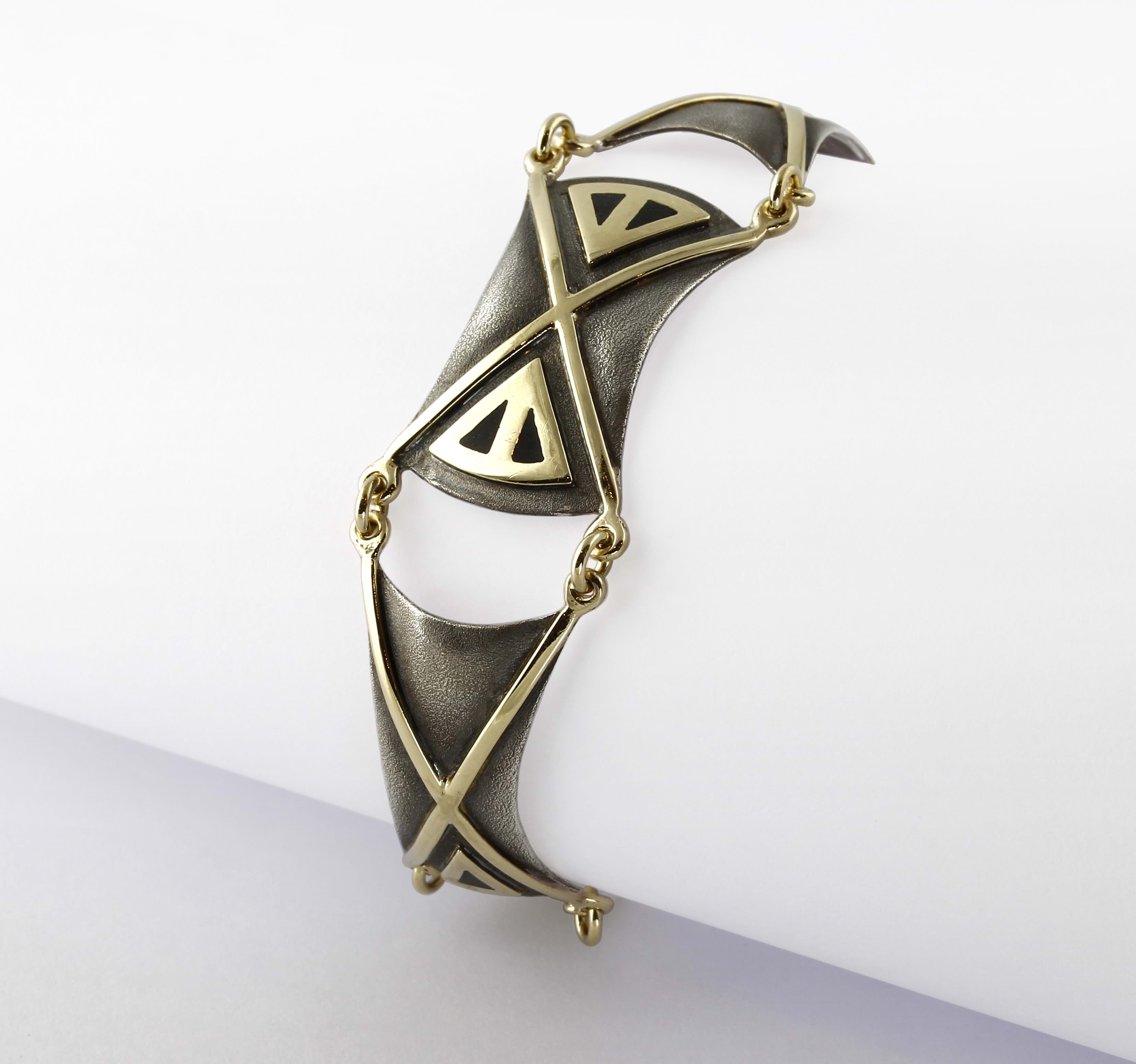 handmade gold & silver linked bracelet