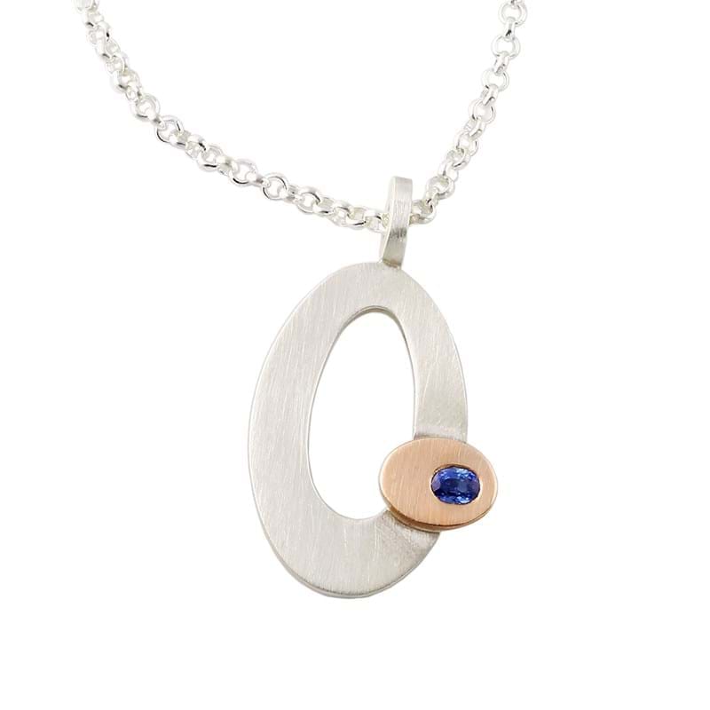 " Blue Planet Orbit" silver, rose gold & sapphire