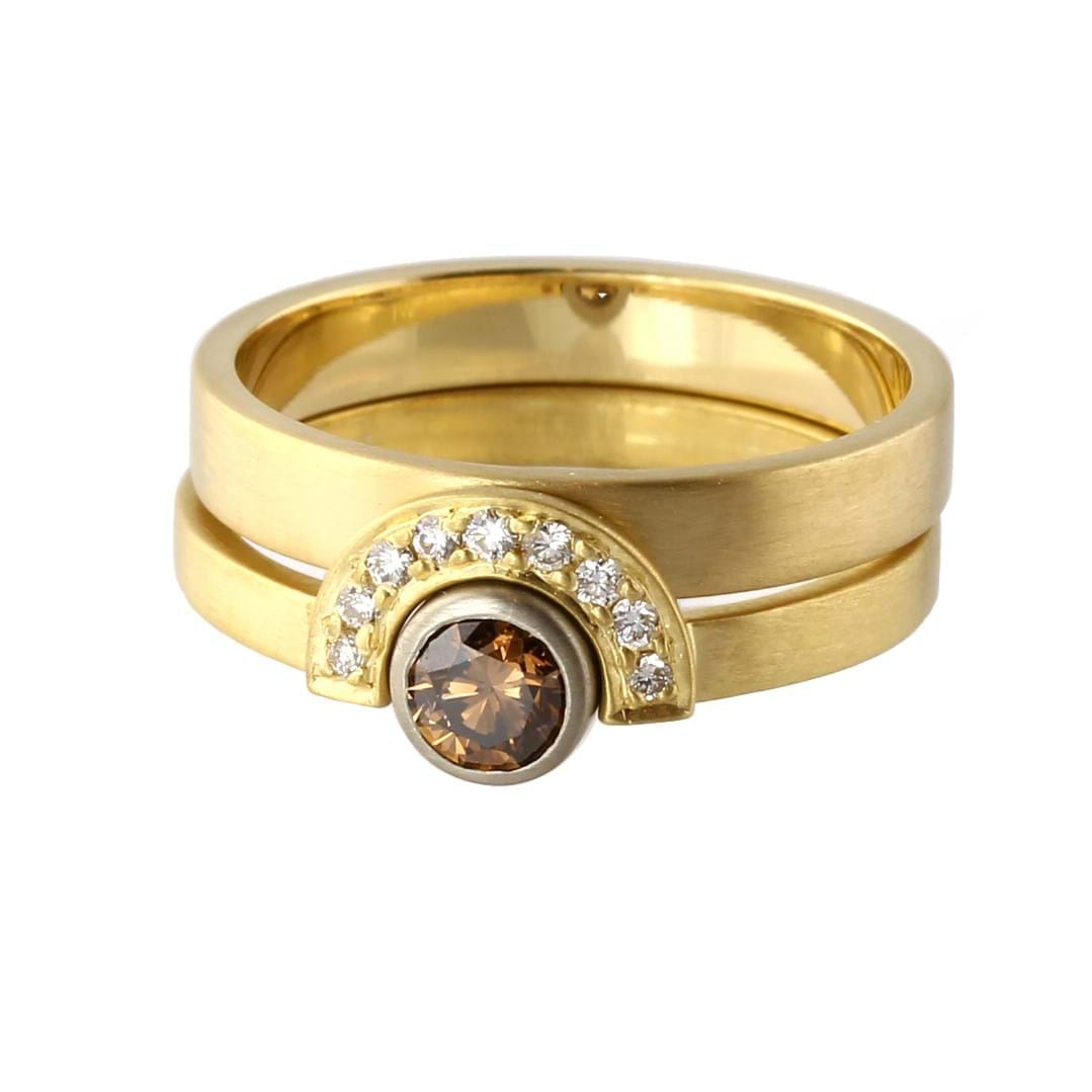 gold engagement ring & wedding band