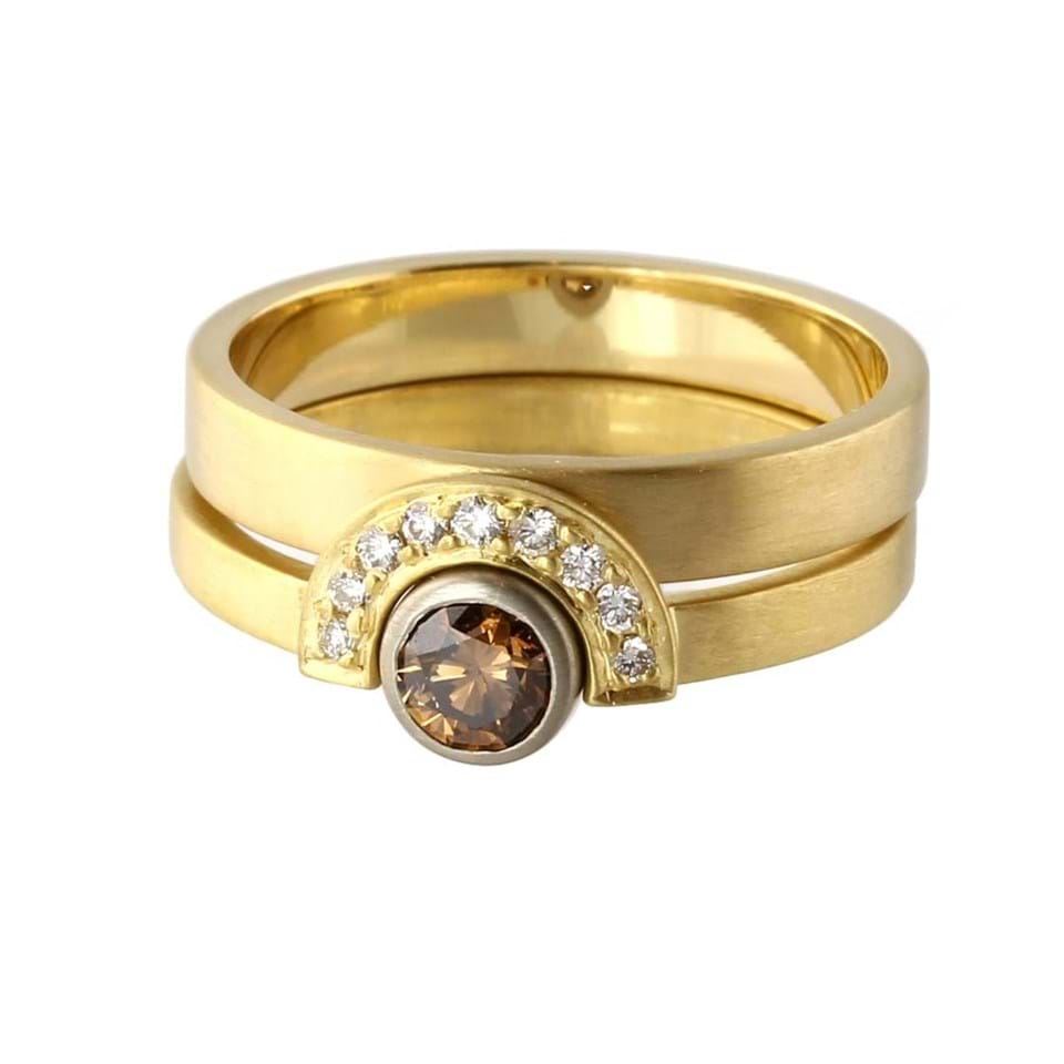 gold engagement ring & wedding band