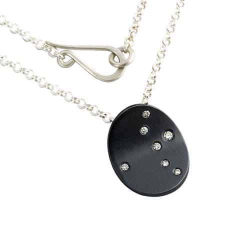 oxidised silver & diamond necklace 