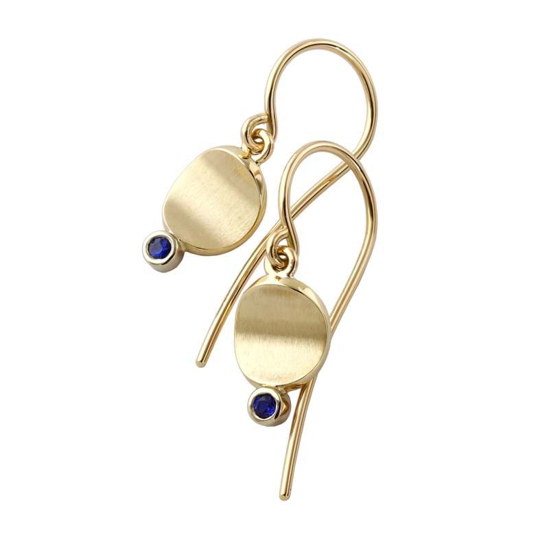 9ct gold orbits studs with ceylon sapphires