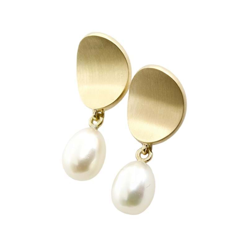 9ct gold orbits studs with pearls