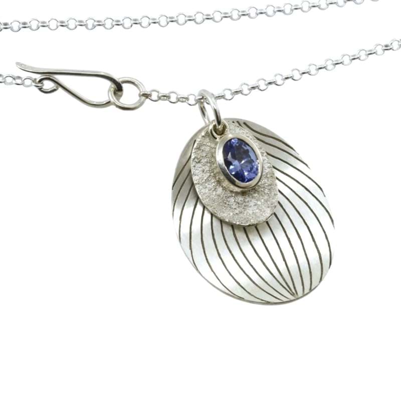 laser-cut silver sapphire necklace
