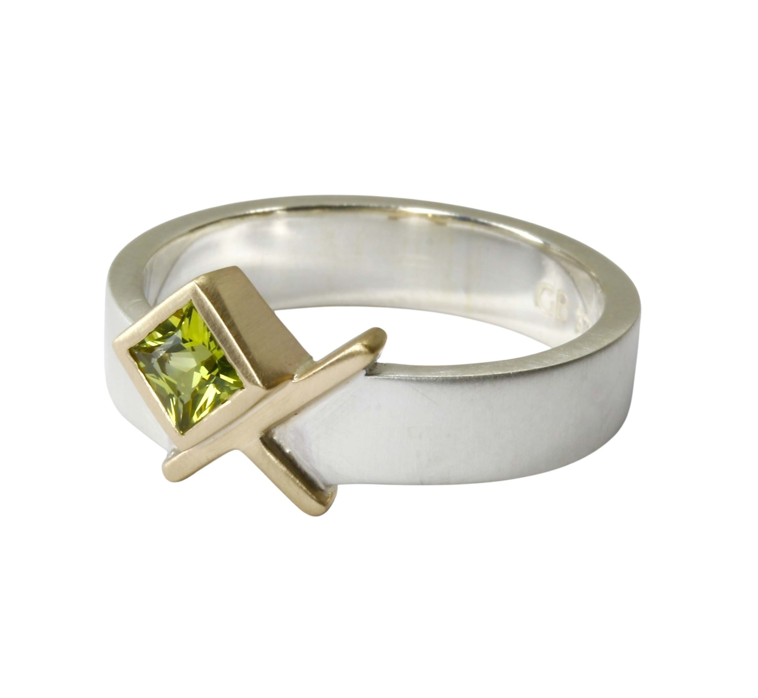 silver & gold tourmaline ring
