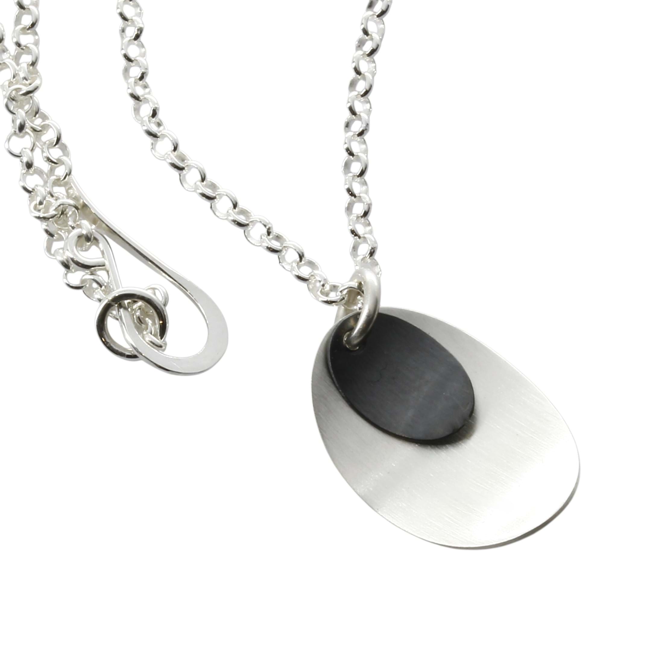 brushed & oxidised silver necklace